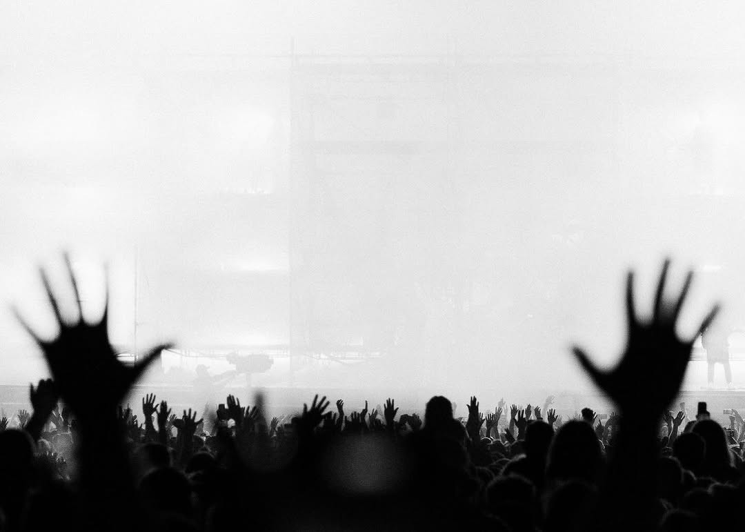 Concert stage with dramatic lighting